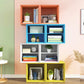 Modern Square Bookcase Metal Bookshelf for Bedroom , 13.7" W X 11.8" D X 13.7" H