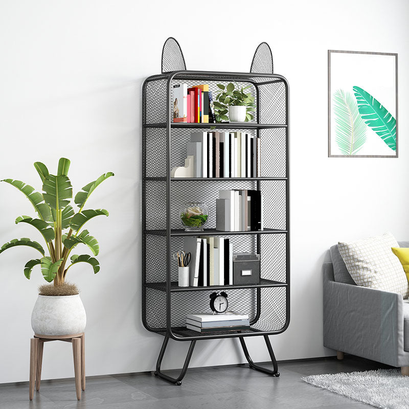 Modern Vertical Bookcase Metal Closed Storage Bookshelf for Bedroom , 31.5" W X 14" D