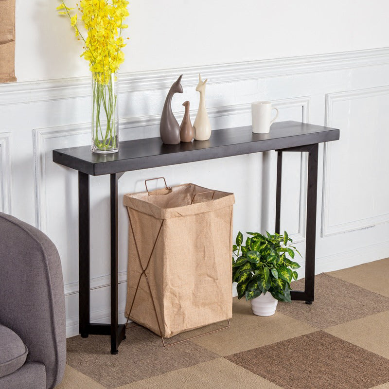 Mesa de consola moderna de mediados de siglo con tapa de rectángulo de madera para Hall