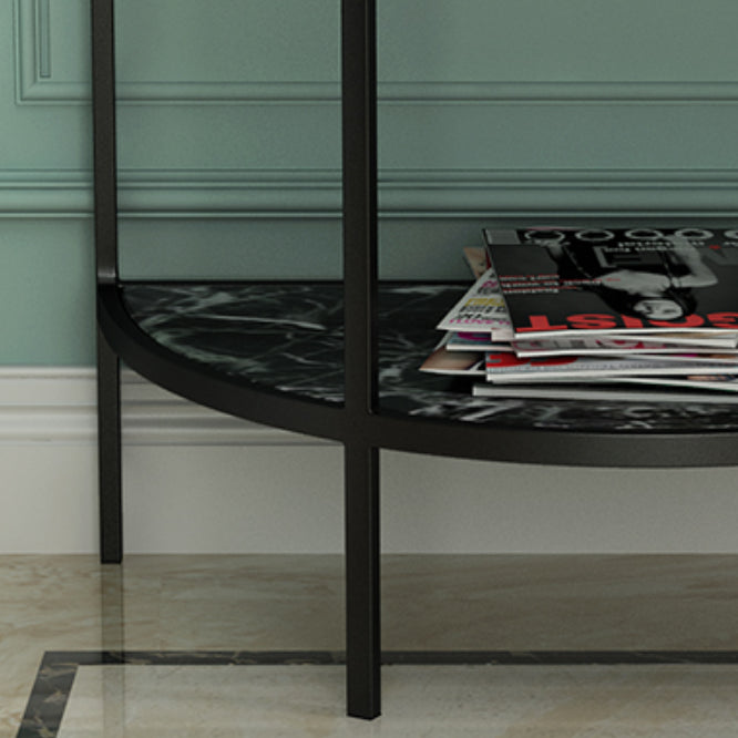 Modern Half Moon Console Table with Storage Shelf and Marble Top Clearhalo 'Console Tables' 'console_tables' 'Entry & Mudroom Furniture' 'furn' 'furn_console_tables' 'Furniture' 5672636