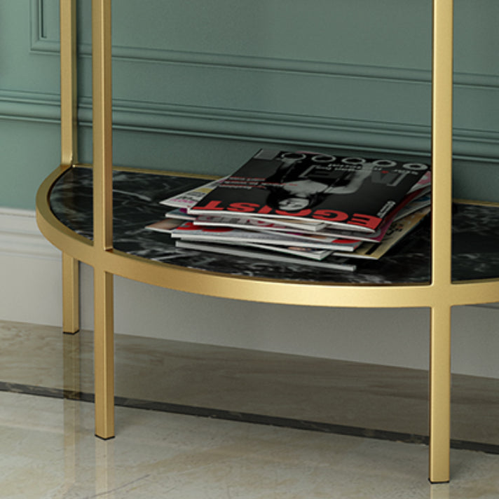 Modern Half Moon Console Table with Storage Shelf and Marble Top Clearhalo 'Console Tables' 'console_tables' 'Entry & Mudroom Furniture' 'furn' 'furn_console_tables' 'Furniture' 5672638