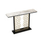 Tavolo console glam con top in pietra rettangolo e base nera per Hall