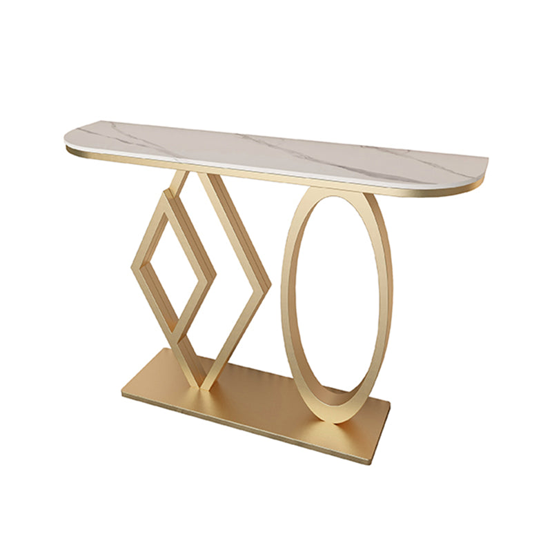 Tavolo da accento base per piedistallo da 31,5 "H con top in pietra per mezza luna per Hall