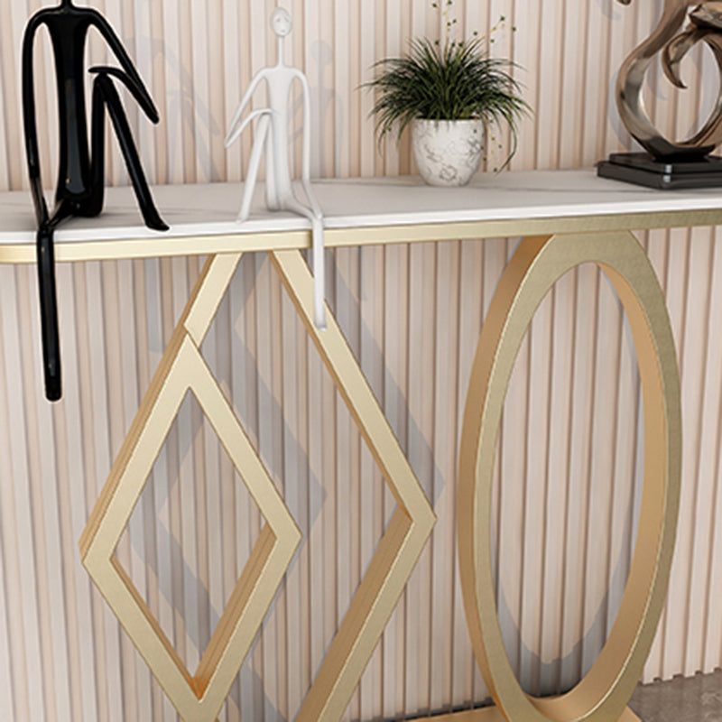 Tavolo da accento base per piedistallo da 31,5 "H con top in pietra per mezza luna per Hall