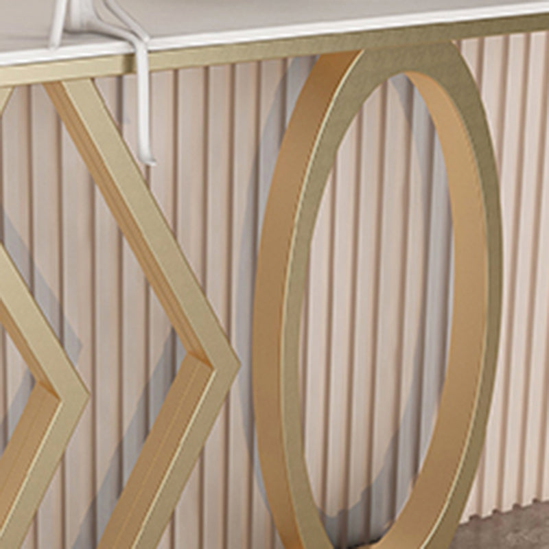 Tavolo da accento base per piedistallo da 31,5 "H con top in pietra per mezza luna per Hall