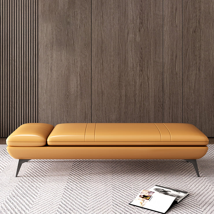 Modern Genuine Leather Bench 18"H Bedroom Seating Bench with Adjustable Headrest Clearhalo 'Benches' 'Chairs & Seating' 'furn' 'furn_benches' 'Furniture' 'Living Room Furniture' 5672822