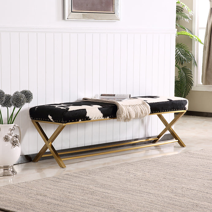 Glam Upholstered Bedroom Bench, Foam Filled Seating Bench with Metal Legs Clearhalo 'Benches' 'Chairs & Seating' 'furn' 'furn_benches' 'Furniture' 'Living Room Furniture' 5672838