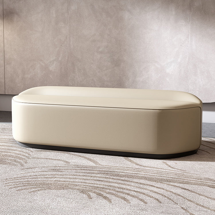 Contemporary Birch Frame Bench 20"H Faux Leather Bedroom Seating Bench 35"L x 20"W x 20"H Beige Clearhalo 'Benches' 'Chairs & Seating' 'furn' 'furn_benches' 'Furniture' 'Living Room Furniture' 5672844