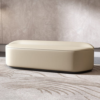 Contemporary Birch Frame Bench 20"H Faux Leather Bedroom Seating Bench 35"L x 20"W x 20"H Beige Clearhalo 'Benches' 'Chairs & Seating' 'furn' 'furn_benches' 'Furniture' 'Living Room Furniture' 5672844