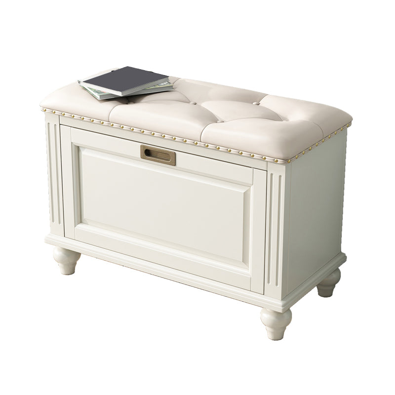 Traditional Solid Wood Entryroom Bench 50"H Tufted Seating Bench with Storage 27"L x 12"W x 20"H White Clearhalo 'Benches' 'Chairs & Seating' 'furn' 'furn_benches' 'Furniture' 'Living Room Furniture' 5672858