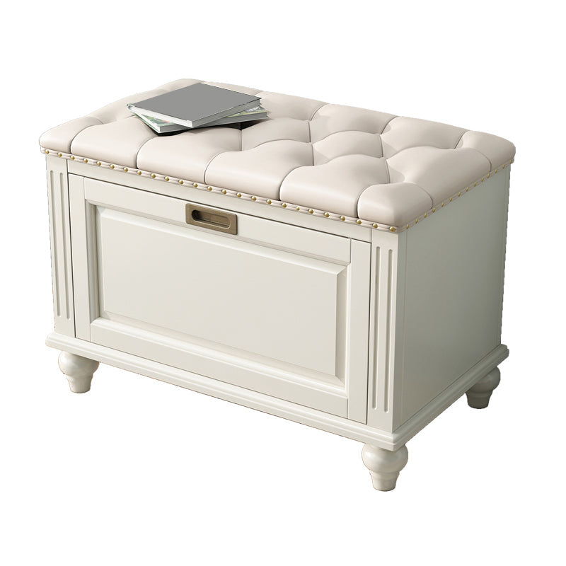 Traditional Solid Wood Entryroom Bench 50"H Tufted Seating Bench with Storage 27"L x 15"W x 20"H White Clearhalo 'Benches' 'Chairs & Seating' 'furn' 'furn_benches' 'Furniture' 'Living Room Furniture' 5672860
