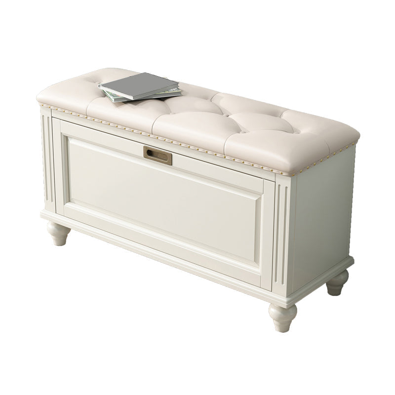 Traditional Solid Wood Entryroom Bench 50"H Tufted Seating Bench with Storage 35"L x 12"W x 20"H White Clearhalo 'Benches' 'Chairs & Seating' 'furn' 'furn_benches' 'Furniture' 'Living Room Furniture' 5672861