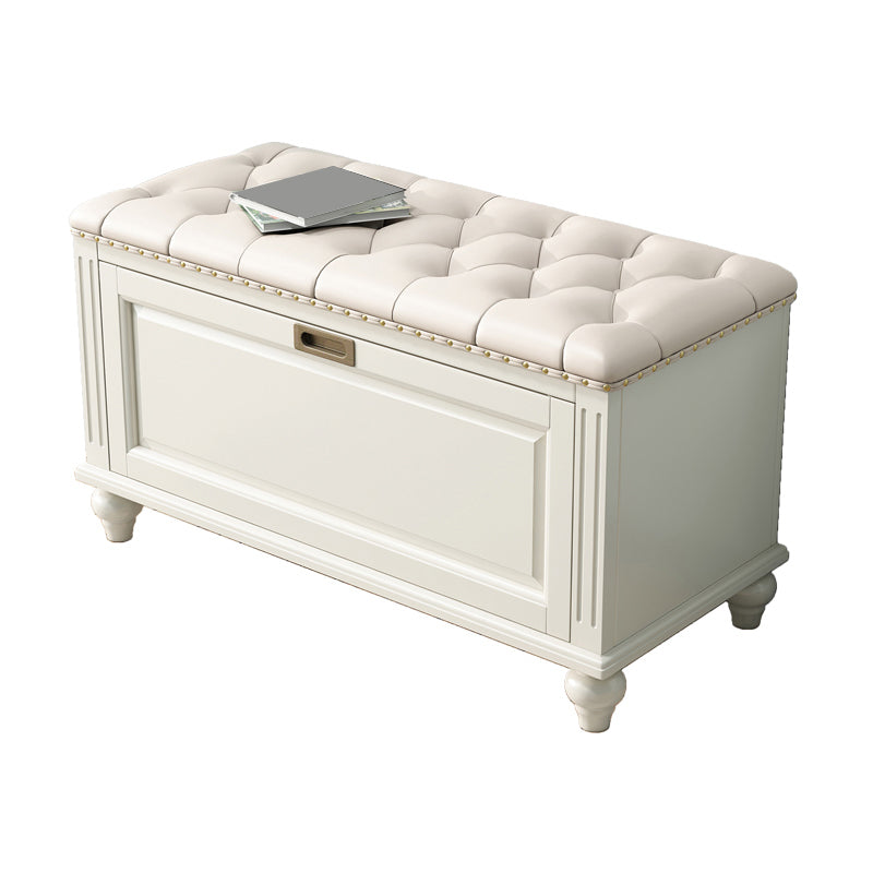 Traditional Solid Wood Entryroom Bench 50"H Tufted Seating Bench with Storage 35"L x 15"W x 20"H White Clearhalo 'Benches' 'Chairs & Seating' 'furn' 'furn_benches' 'Furniture' 'Living Room Furniture' 5672864