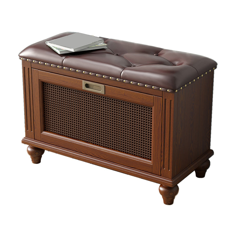 Traditional Solid Wood Entryroom Bench 50"H Tufted Seating Bench with Storage 27"L x 12"W x 20"H Brown Clearhalo 'Benches' 'Chairs & Seating' 'furn' 'furn_benches' 'Furniture' 'Living Room Furniture' 5672866