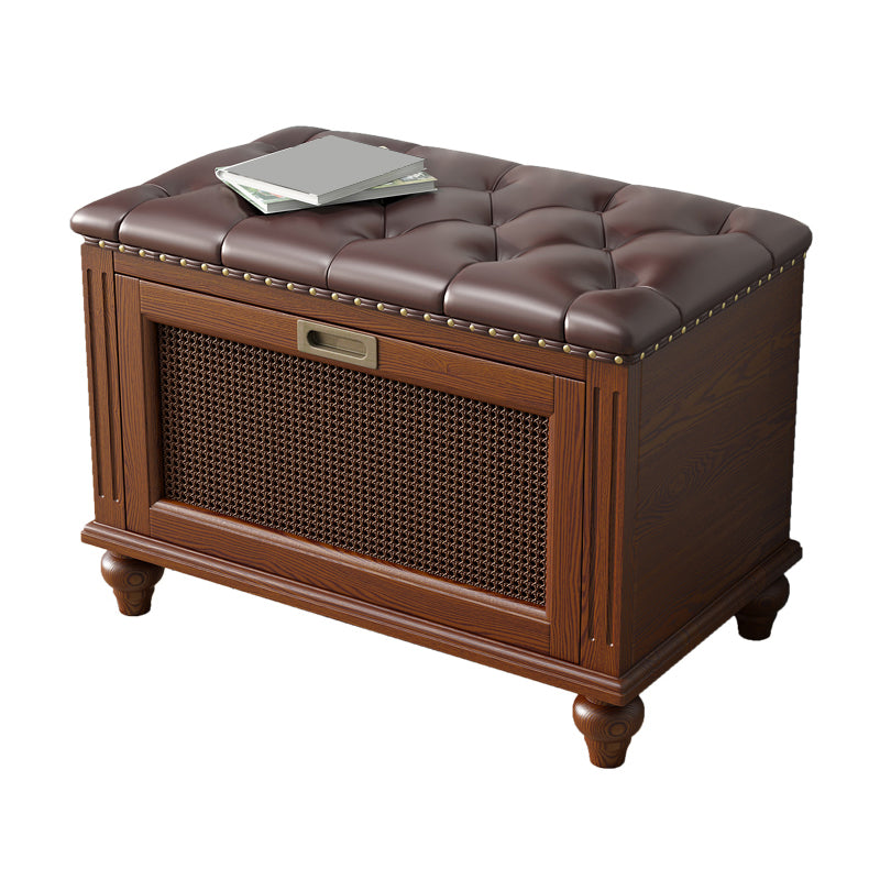 Traditional Solid Wood Entryroom Bench 50"H Tufted Seating Bench with Storage 27"L x 15"W x 20"H Brown Clearhalo 'Benches' 'Chairs & Seating' 'furn' 'furn_benches' 'Furniture' 'Living Room Furniture' 5672867