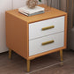 Modern Faux Leather Nightstand 2-Drawer Storage Solid Wood 19 Inch H Night Table
