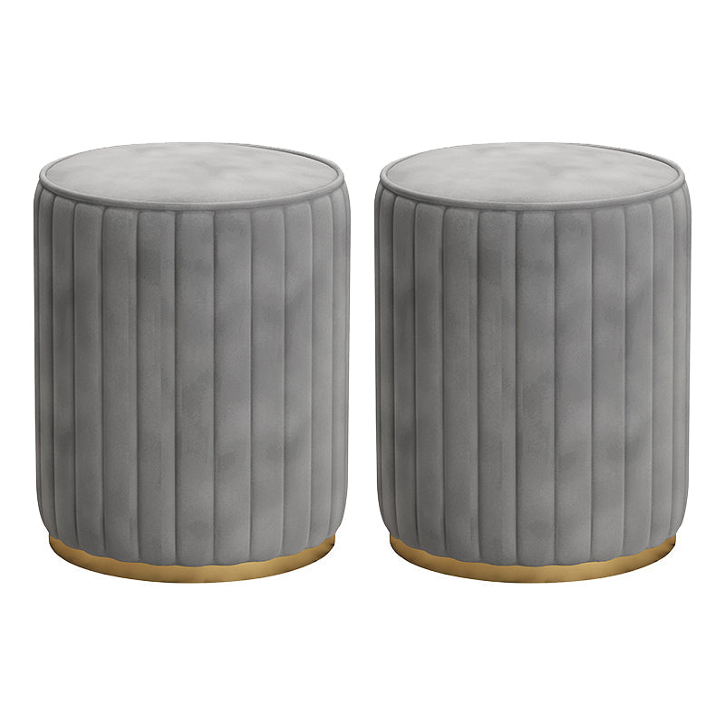 Gorgeous Round Ottoman Solid Color Stain Resistant Velvet Ottoman Stool Grey 2 Piece Set Clearhalo 'furn' 'furn_ottomans_poufs' 'Furniture' 'Living Room Furniture' 'Ottomans & Poufs' 'ottomans_poufs' 5673345