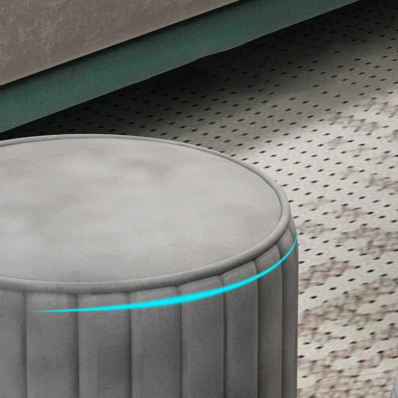 Gorgeous Round Ottoman Solid Color Stain Resistant Velvet Ottoman Stool Clearhalo 'furn' 'furn_ottomans_poufs' 'Furniture' 'Living Room Furniture' 'Ottomans & Poufs' 'ottomans_poufs' 5673348