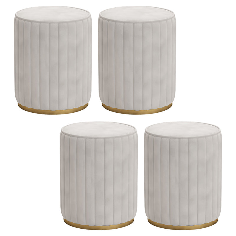 Gorgeous Round Ottoman Solid Color Stain Resistant Velvet Ottoman Stool White 4 Piece Set Clearhalo 'furn' 'furn_ottomans_poufs' 'Furniture' 'Living Room Furniture' 'Ottomans & Poufs' 'ottomans_poufs' 5673353