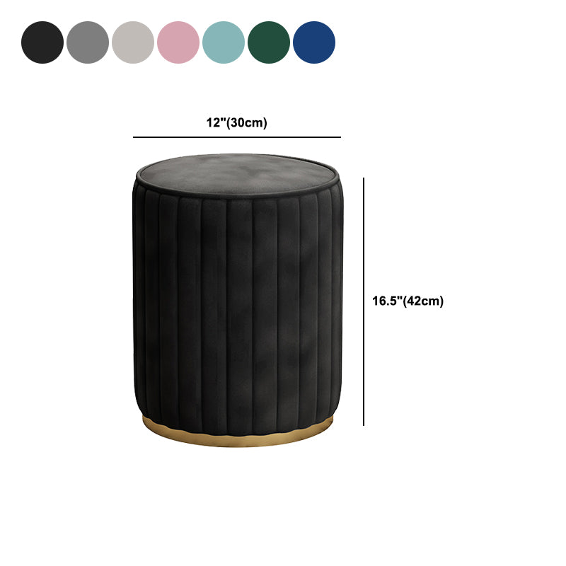 Gorgeous Round Ottoman Solid Color Stain Resistant Velvet Ottoman Stool Clearhalo 'furn' 'furn_ottomans_poufs' 'Furniture' 'Living Room Furniture' 'Ottomans & Poufs' 'ottomans_poufs' 5673369