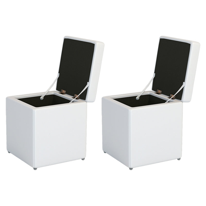 Tufted Mildew Resistant Ottoman Faux Leather Square Mid-Century Modern Cube Ottoman White 2 Piece Set Clearhalo 'furn' 'furn_ottomans_poufs' 'Furniture' 'Living Room Furniture' 'Ottomans & Poufs' 'ottomans_poufs' 5673375
