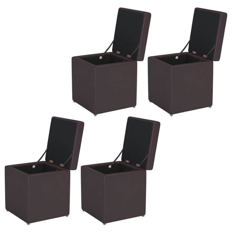 Tufted Mildew Resistant Ottoman Faux Leather Square Mid-Century Modern Cube Ottoman Coffee 4 Piece Set Clearhalo 'furn' 'furn_ottomans_poufs' 'Furniture' 'Living Room Furniture' 'Ottomans & Poufs' 'ottomans_poufs' 5673397