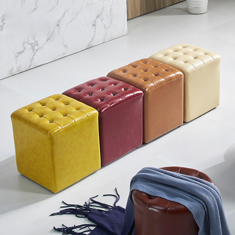 Pouf de cuero cuadrado estándar resistente a las manchas contemporáneas