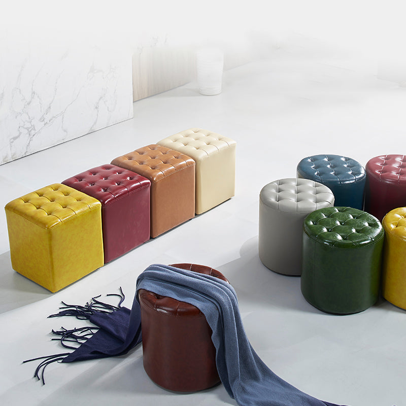 Pouf de cuero cuadrado estándar resistente a las manchas contemporáneas