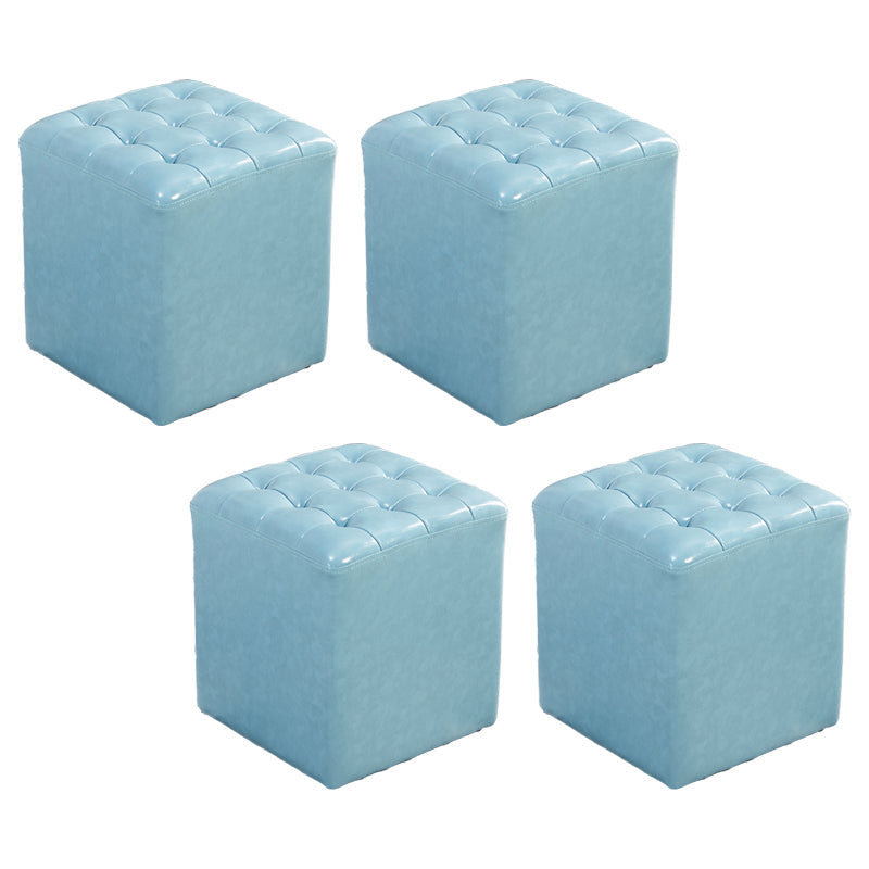 Hedendaagse vlekbestendige standaard vierkant geel leer pouf