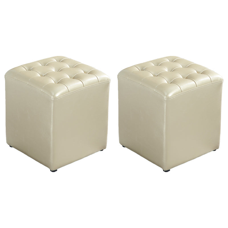 Hedendaagse vlekbestendige standaard vierkant geel leer pouf