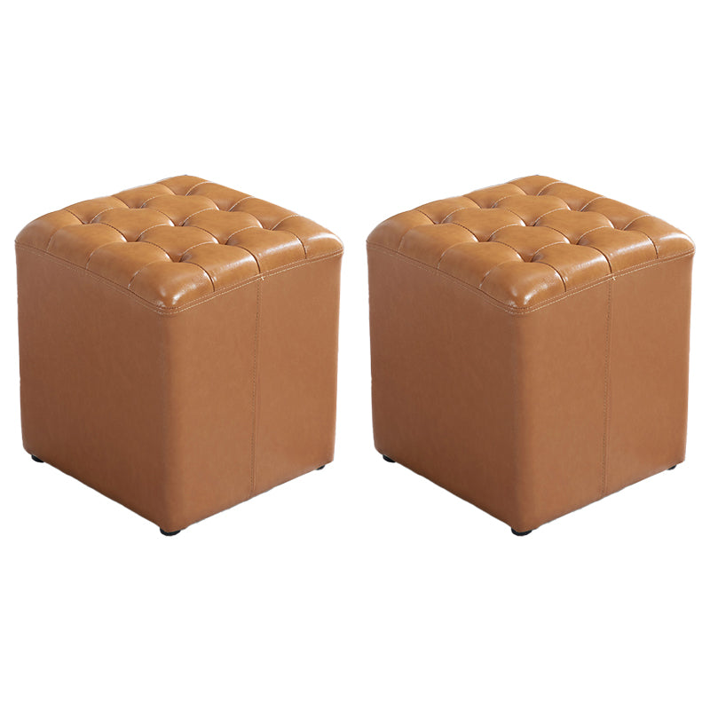 Pouf de cuero cuadrado estándar resistente a las manchas contemporáneas