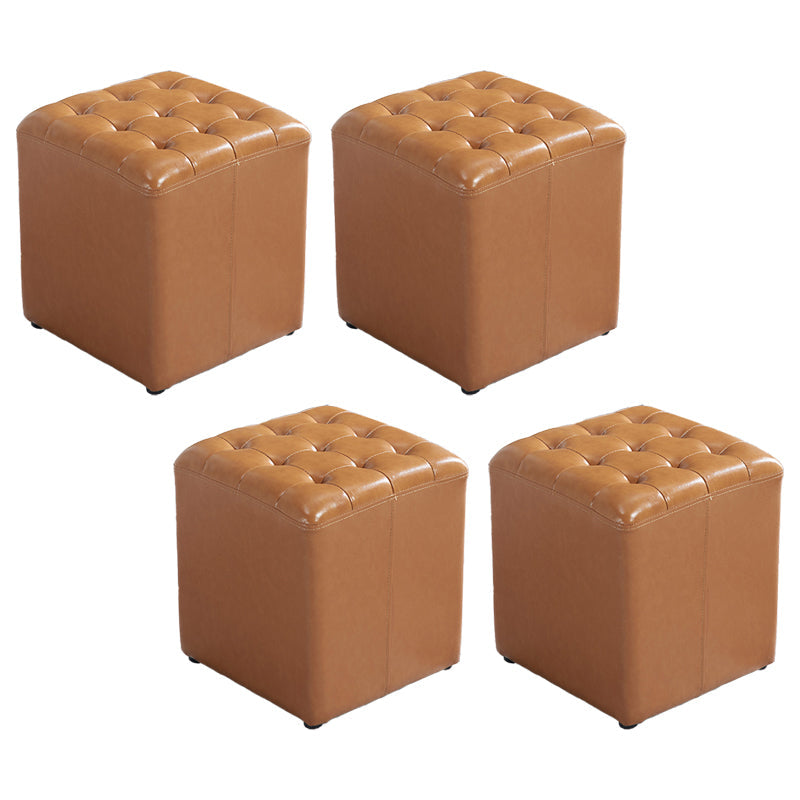 Pouf de cuero cuadrado estándar resistente a las manchas contemporáneas