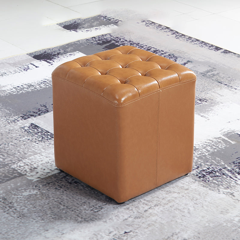 Pouf de cuero cuadrado estándar resistente a las manchas contemporáneas