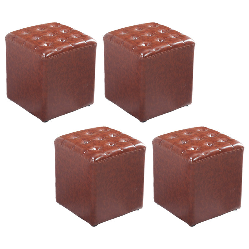 Hedendaagse vlekbestendige standaard vierkant geel leer pouf