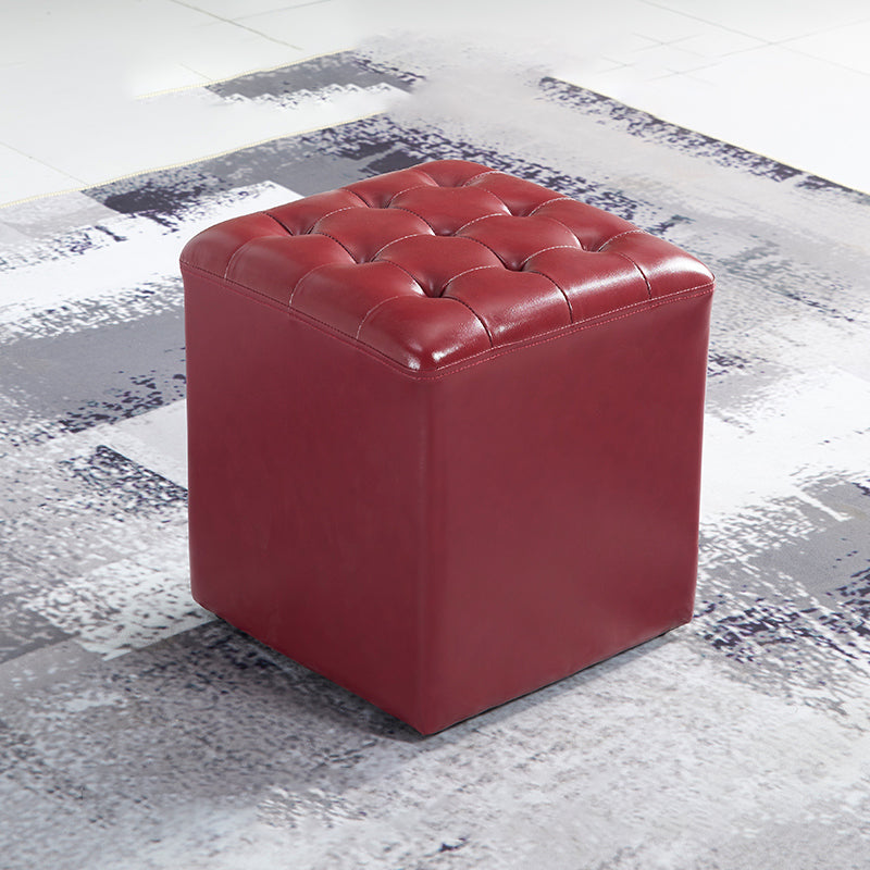 Pouf de cuero cuadrado estándar resistente a las manchas contemporáneas