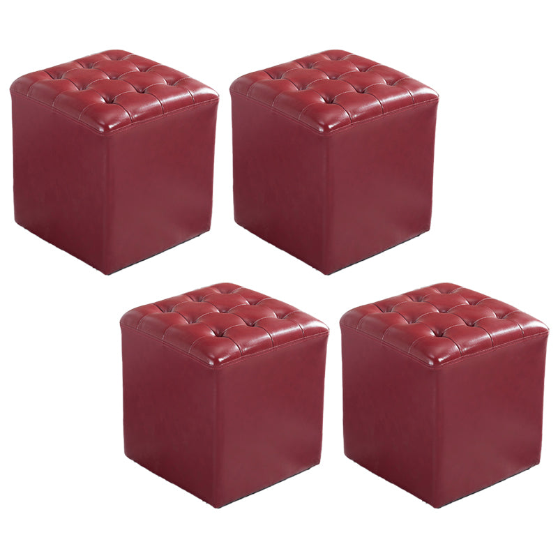 Pouf de cuero cuadrado estándar resistente a las manchas contemporáneas