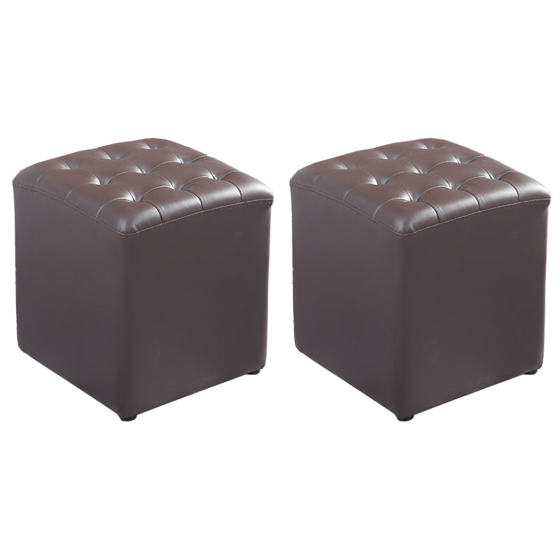 Pouf de cuero cuadrado estándar resistente a las manchas contemporáneas