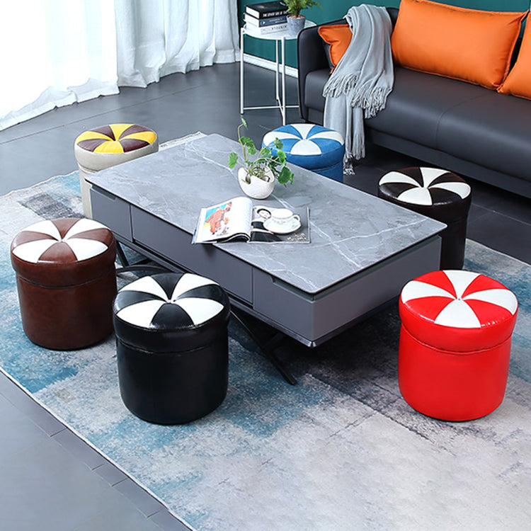 Water Resistant Round Standard Modern Color Lump Leather Ottoman