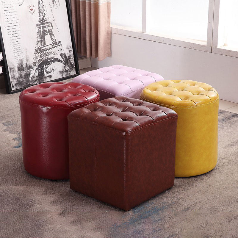 Ottoman tufted Mid-Century Modern Realine cuir carré carré d'eau résistant au cube