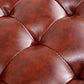 Tufted Ottoman Mid-Century Modern Genuine Leather Square Water Resistant Cube Ottoman