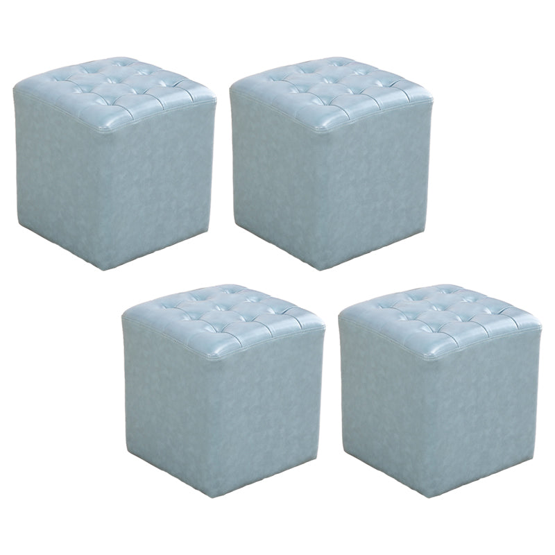 Tufted Ottoman Mid-Century Modern Genuine Leather Square Water Resistant Cube Ottoman