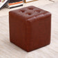 Modern Ottoman Cube Tufted Solid Color Leather Ottoman in Living Room