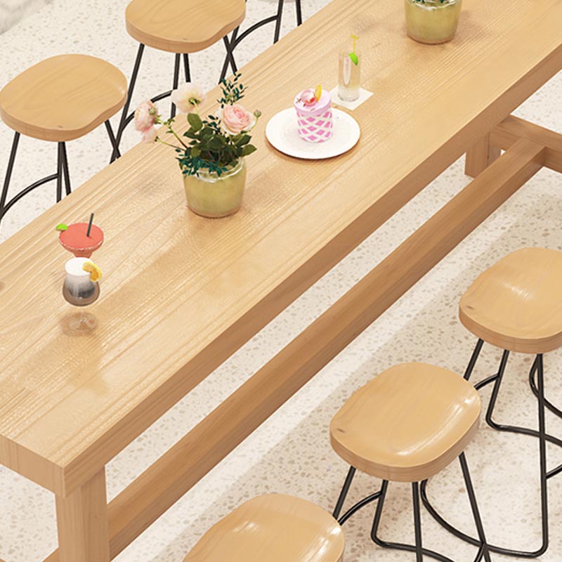 Juego de mesa y taburete rectangulares modernos, juego de mesa de bar de madera maciza de 1/2/6/11 piezas en color natural