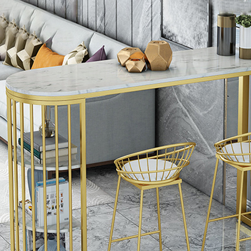 Juego de mesa de pub blanco y dorado, mesa y taburetes de interior modernos de 1/2/3 piezas