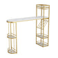 Free Form Bar Set 1/2/3 Pcs Stone and Iron Bar Table with Armless Bar Stools Gold 71"L x 16"W Clearhalo 'Bar Furniture' 'furn' 'furn_home_bar_bar_sets' 'Furniture' 'Home Bars & Bar Sets' 'home_bar_bar_sets' 'Kitchen & Dining Furniture' 5677331