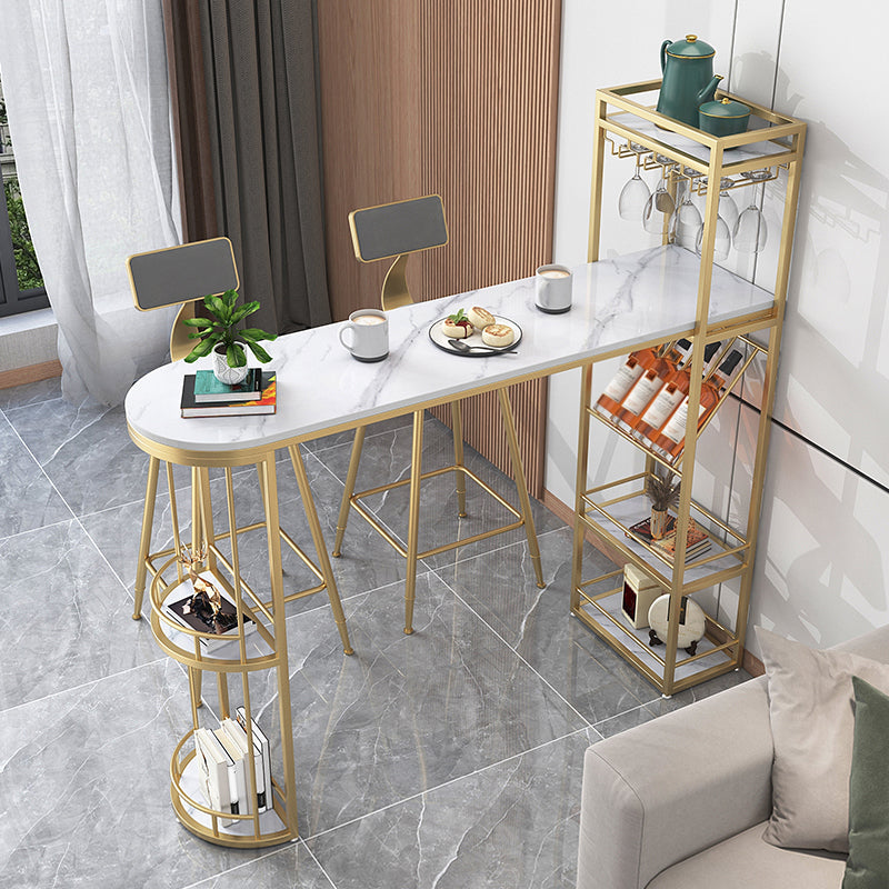 Free Form Bar Set 1/2/3 Pcs Stone and Iron Bar Table with Armless Bar Stools Clearhalo 'Bar Furniture' 'furn' 'furn_home_bar_bar_sets' 'Furniture' 'Home Bars & Bar Sets' 'home_bar_bar_sets' 'Kitchen & Dining Furniture' 5677338