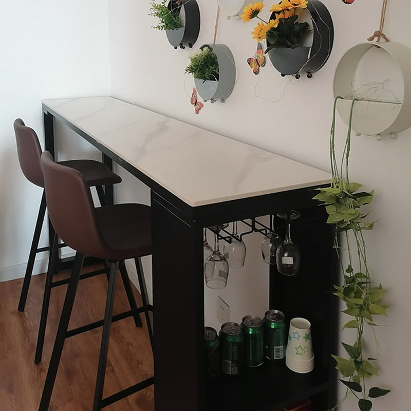 Indoor 1/2/3 Pieces Pub Dining Set Industrial Table and Stool Set with Storage Clearhalo 'Bar Furniture' 'furn' 'furn_home_bar_bar_sets' 'Furniture' 'Home Bars & Bar Sets' 'home_bar_bar_sets' 'Kitchen & Dining Furniture' 5677372