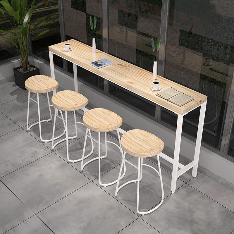 Contemporary Rectangular Bar Set 1/2/4 Pcs Solid Wood Counter and Bar Stools 5 Pieces: Table, 4 Wood Stools Clearhalo 'Bar Furniture' 'furn' 'furn_home_bar_bar_sets' 'Furniture' 'Home Bars & Bar Sets' 'home_bar_bar_sets' 'Kitchen & Dining Furniture' 5677427