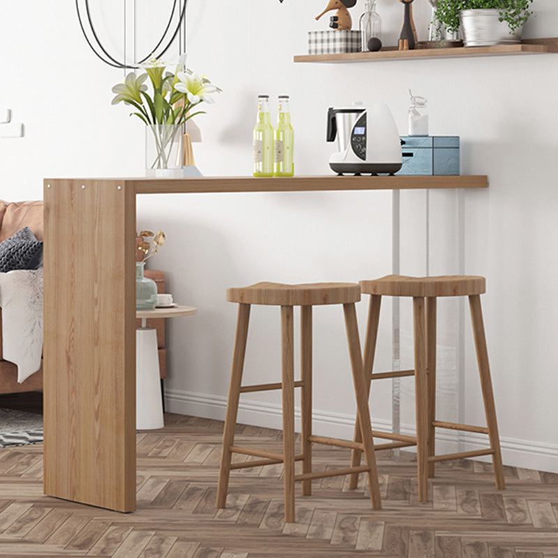 Luxe rechthoek vaste houten staaftafel Set 1/3 stukken tegen tafel met rugloze krukken