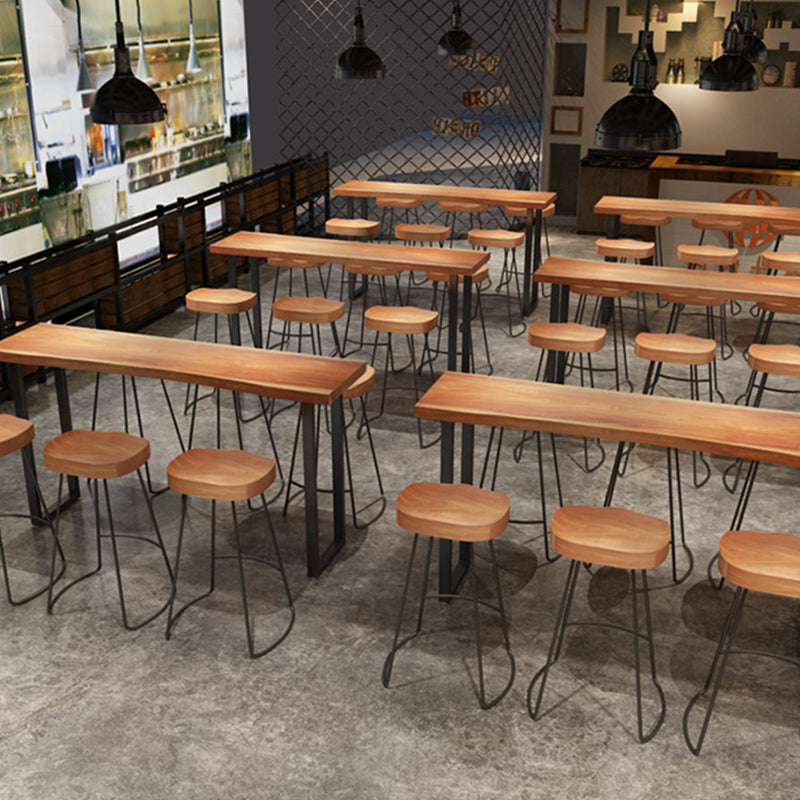 Juego de mesa de bar industrial de madera maciza, mesa de mostrador de 1/2/4/7 piezas con taburetes sin respaldo